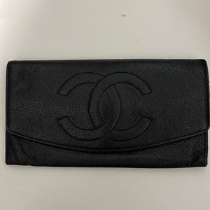 Black bill fold Chanel wallet
